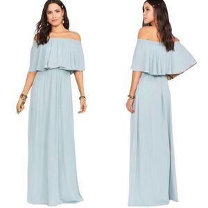 Show Me Your Mumu Hacienda Off The Shoulder Maxi Dress Silver Sage Crisp XXS NWT